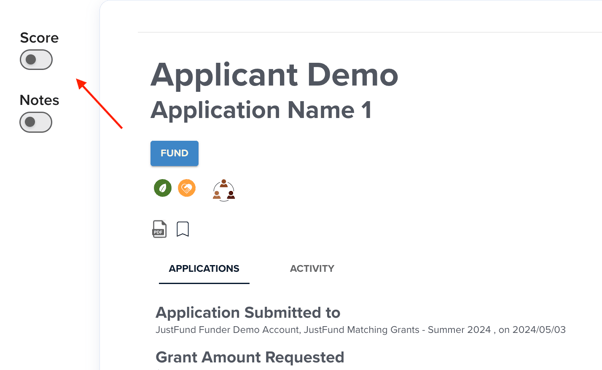 Funder Score Toggle