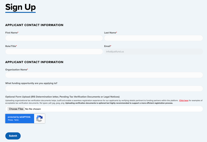 Registration Applicant Contact Form